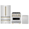 ZLINE 3-Piece Appliance Package - 30-Inch Gas Range, Refrigerator, and Dishwasher in Stainless Steel with Gold Accents