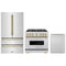 ZLINE 3-Piece Appliance Package - 36-Inch Gas Range, Refrigerator, and Dishwasher in Stainless Steel with Gold Accents