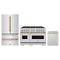ZLINE 3-Piece Appliance Package - 48-Inch Gas Range, Refrigerator, and Dishwasher in Stainless Steel with Champagne Bronze Accents