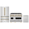 ZLINE 3-Piece Appliance Package - 48-Inch Gas Range, Refrigerator, and Dishwasher in Stainless Steel with Gold Accents