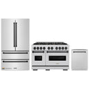 ZLINE 3-Piece Appliance Package - 48-Inch Gas Range, Refrigerator, and Dishwasher in Stainless Steel with Matte Black Accents