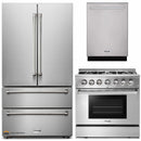 Thor Kitchen 3-Piece Pro Appliance Package - 36-Inch Dual Fuel Range with Propane Gas Cooktop , Dishwasher & Refrigerator in Stainless Steel