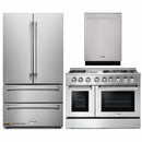 Thor Kitchen 3-Piece Pro Appliance Package - 48-Inch Dual Fuel Range with Propane Gas Cooktop , Dishwasher & Refrigerator in Stainless Steel