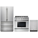 Thor Kitchen 3-Piece Pro Appliance Package - 36-Inch Propane Gas Range, Dishwasher & Refrigerator in Stainless Steel