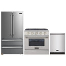 Kucht 3-Piece Appliance Package - 30-Inch Dual Fuel Range in Natural Gas, 36-Inch Refrigerator & Dishwasher in Stainless Steel