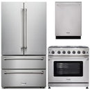 Thor Kitchen 3-Piece Appliance Package - 36-Inch Gas Range, Dishwasher & Refrigerator in Stainless Steel
