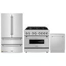 ZLINE 3-Piece Appliance Package - 36-Inch Dual Fuel Range, Refrigerator, and 3-Rack Dishwasher in Stainless Steel