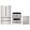 ZLINE 3-Piece Appliance Package - 30-Inch Legacy Autograph Dual Fuel Range, 36-Inch French Door Refrigerator, Dishwasher, in Stainless Steel with Champagne Bronze Accents