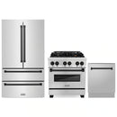 ZLINE 3-Piece Appliance Package - 30-Inch Legacy Autograph Dual Fuel Range, 36-Inch French Door Refrigerator, Dishwasher, in Stainless Steel with Matte Black Accents