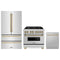 ZLINE 3-Piece Appliance Package - 36-Inch Legacy Autograph Dual Fuel Range, 36-Inch French Door Refrigerator, Dishwasher, in Stainless Steel with Champagne Bronze Accents
