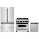 ZLINE 3-Piece Appliance Package - 36-Inch Legacy Autograph Dual Fuel Range, 36-Inch French Door Refrigerator, Dishwasher, in Stainless Steel with Matte Black Accents