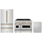 ZLINE 3-Piece Appliance Package - 48-Inch Legacy Autograph Dual Fuel Range, 36-Inch French Door Refrigerator, Dishwasher, in Stainless Steel with Gold Accents