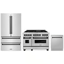 ZLINE 3-Piece Appliance Package - 48-Inch Legacy Autograph Dual Fuel Range, 36-Inch French Door Refrigerator, Dishwasher, in Stainless Steel with Matte Black Accents