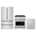 ZLINE 3-Piece Appliance Package - 30-Inch Paramount Dual Fuel Range, 36-Inch French Door Refrigerator, Dishwasher, in Stainless Steel