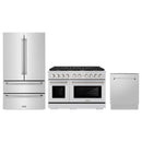 ZLINE 3-Piece Appliance Package - 48-Inch Paramount Dual Fuel Range, 36-Inch French Door Refrigerator, Dishwasher, in Stainless Steel