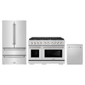 ZLINE 3-Piece Appliance Package - 48-Inch Paramount Dual Fuel Range, 36-Inch French Door Refrigerator, Dishwasher, in Stainless Steel