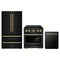 ZLINE 3-Piece Appliance Package - 30-Inch Paramount Dual Fuel Range, 36-Inch French Door Refrigerator, Dishwasher, in Black Stainless Steel with Gold Accents