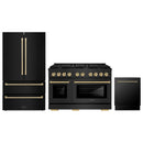 ZLINE 3-Piece Appliance Package - 48-Inch Paramount Dual Fuel Range, 36-Inch French Door Refrigerator, Dishwasher, in Black Stainless Steel with Champagne Bronze Accents