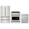 ZLINE 3-Piece Appliance Package - 30-Inch Paramount Autograph Dual Fuel Range, 36-Inch French Door Refrigerator, Dishwasher, in Stainless Steel with Champagne Bronze Accents