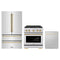 ZLINE 3-Piece Appliance Package - 30-Inch Paramount Autograph Dual Fuel Range, 36-Inch French Door Refrigerator, Dishwasher, in Stainless Steel with Gold Accents