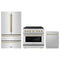 ZLINE 3-Piece Appliance Package - 36-Inch Paramount Autograph Dual Fuel Range, 36-Inch French Door Refrigerator, Dishwasher, in Stainless Steel with Champagne Bronze Accents