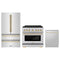 ZLINE 3-Piece Appliance Package - 36-Inch Paramount Autograph Dual Fuel Range, 36-Inch French Door Refrigerator, Dishwasher, in Stainless Steel with Gold Accents