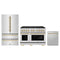 ZLINE 3-Piece Appliance Package - 48-Inch Paramount Autograph Dual Fuel Range, 36-Inch French Door Refrigerator, Dishwasher, in Stainless Steel with Champagne Bronze Accents