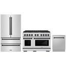ZLINE 3-Piece Appliance Package - 48-Inch Paramount Autograph Dual Fuel Range, 36-Inch French Door Refrigerator, Dishwasher, in Stainless Steel with Matte Black Accents