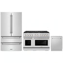ZLINE 3-Piece Appliance Package - 48-Inch Paramount Gas Range, 36-Inch French Door Refrigerator, Dishwasher, in Stainless Steel