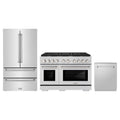 ZLINE 3-Piece Appliance Package - 48-Inch Paramount Gas Range, 36-Inch French Door Refrigerator, Dishwasher, in Stainless Steel