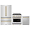 ZLINE 3-Piece Appliance Package - 30-Inch Paramount Autograph Gas Range, 36-Inch French Door Refrigerator, Dishwasher, in Stainless Steel with Champagne Bronze Accents