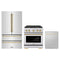 ZLINE 3-Piece Appliance Package - 30-Inch Paramount Autograph Gas Range, 36-Inch French Door Refrigerator, Dishwasher, in Stainless Steel with Gold Accents