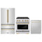 ZLINE 3-Piece Appliance Package - 30-Inch Paramount Autograph Gas Range, 36-Inch French Door Refrigerator, Dishwasher, in Stainless Steel with Gold Accents