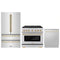 ZLINE 3-Piece Appliance Package - 36-Inch Paramount Autograph Gas Range, 36-Inch French Door Refrigerator, Dishwasher, in Stainless Steel with Gold Accents