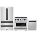 ZLINE 3-Piece Appliance Package - 36-Inch Paramount Autograph Gas Range, 36-Inch French Door Refrigerator, Dishwasher, in Stainless Steel with Matte Black Accents
