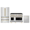 ZLINE 3-Piece Appliance Package - 48-Inch Paramount Autograph Gas Range, 36-Inch French Door Refrigerator, Dishwasher, in Stainless Steel with Gold Accents