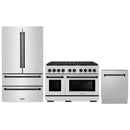 ZLINE 3-Piece Appliance Package - 48-Inch Paramount Autograph Gas Range, 36-Inch French Door Refrigerator, Dishwasher, in Stainless Steel with Matte Black Accents