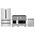 ZLINE 3-Piece Appliance Package - 48-Inch Paramount Autograph Gas Range, 36-Inch French Door Refrigerator, Dishwasher, in Stainless Steel with Matte Black Accents