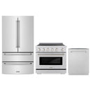 ZLINE 3-Piece Appliance Package - 36-Inch Paramount Induction Range, 36-Inch French Door Refrigerator, and Dishwasher in Stainless Steel