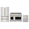 ZLINE 3-Piece Appliance Package - 48-Inch Autograph Edition Induction Range, 36-Inch French Door Refrigerator, and Dishwasher in Stainless Steel with Champagne Bronze Trim