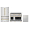 ZLINE 3-Piece Appliance Package - 48-Inch Autograph Edition Induction Range, 36-Inch French Door Refrigerator, and Dishwasher in Stainless Steel with Gold Trim