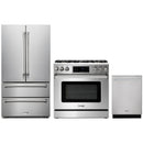 Thor Kitchen 3-Piece Appliance Package - 36-Inch Propane Gas Range, Tilt Panel, Dishwasher & Refrigerator in Stainless Steel