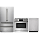 Thor Kitchen 3-Piece Appliance Package - 36-Inch Propane Gas Range, Tilt Panel, Dishwasher & Refrigerator in Stainless Steel