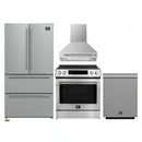 Forno 4-Piece Appliance Package - 30-Inch Espresso Induction Range , Wall Mount Range Hood, 36-Inch French Door Refrigerator, and Dishwasher in Stainless Steel