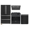Forno 4-Piece Appliance Package - 30-Inch Gas Range, Under Cabinet Range Hood, Refrigerator, and Dishwasher in Black with Antique Brass Trim
