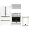 Forno 4-Piece Appliance Package - 30-Inch Gas Range, Under Cabinet Range Hood, Refrigerator, and Dishwasher in White with Antique Brass Trim