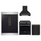 Forno 4-Piece Appliance Package - 30-Inch Espresso Electric Range, Wall Mount Range Hood, 60-Inch Built-In Convertible Refrigerator, and Dishwasher in Black with Antique Brass Trim