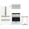 Forno Espresso 4-Piece Appliance Package - 30-Inch Electric Range, Under Cabinet Range Hood, Refrigerator and Dishwasher in White with Antique Brass Trim