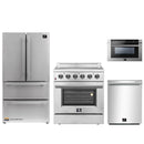 Forno 4-Piece Appliance Package - 30-Inch Electric Range, French Door Refrigerator, Dishwasher, and 24-Inch Microwave Drawer in Stainless Steel