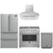 Forno 4-Piece Appliance Package - 36-Inch Gas Range, Refrigerator, Wall Mount Hood, & 3-Rack Dishwasher in Stainless Steel
